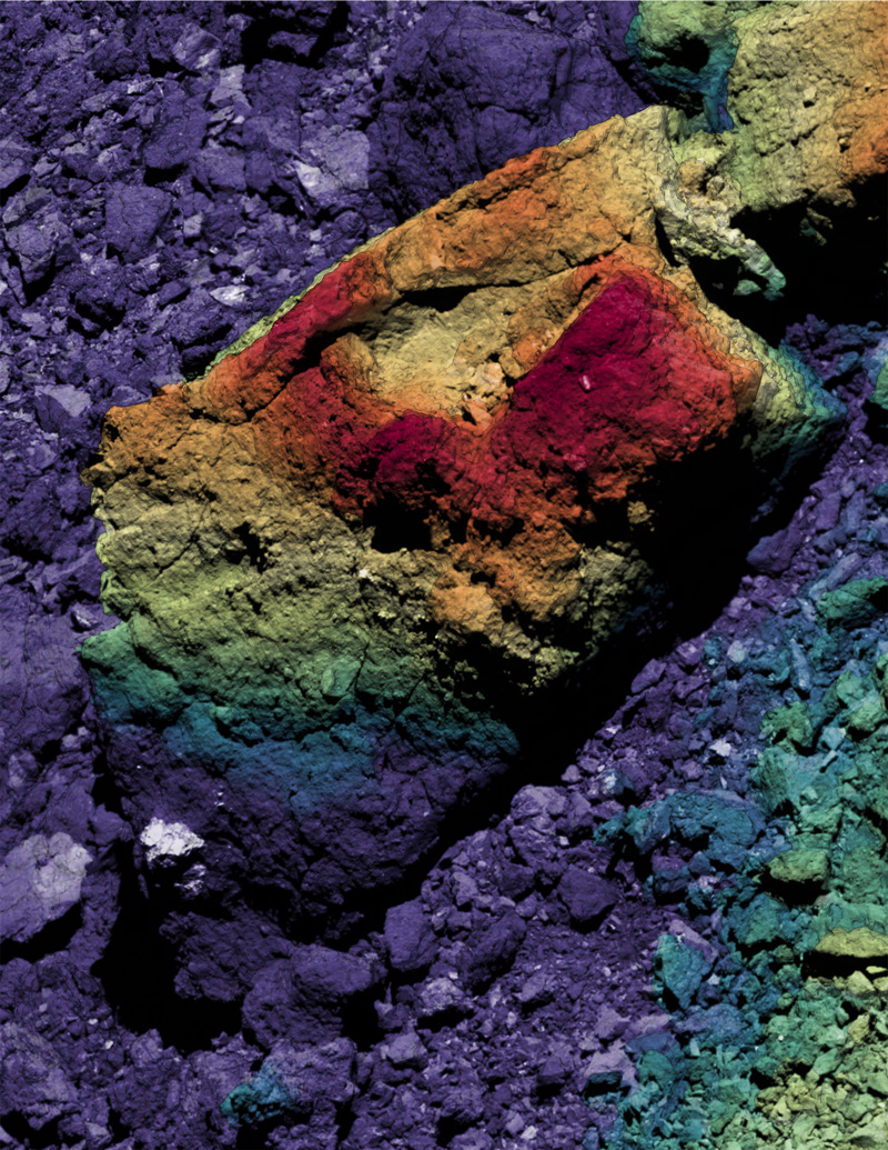 composite image of a boulder on Bennu’s surface composite image of a boulder on Bennu’s surface