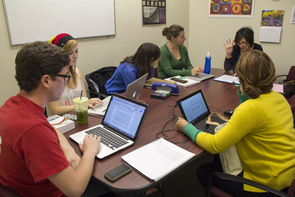 During the fall semester, "Hebrew and Popular Culture" enrolled a small group of students from different cultural backgrounds who shared a love for the Hebrew language. Students ranged from undergraduates to doctoral candidates. The diverse mix included Jews, Christians, Muslims and atheists. (Photo: Beatriz Verdugo/UANews) During the fall semester, "Hebrew and Popular Culture" enrolled a small group of students from different cultural backgrounds who shared a love for the Hebrew language. Students ranged from undergraduates to doctoral candidates. The diverse mix included Jews, Christians, Muslims and atheists. (Photo: Beatriz Verdugo/UANews)
