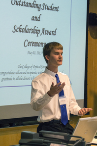Cromey at the 2013 College of Optical Sciences award ceremony. (Image courtesy of Kristin Waller)