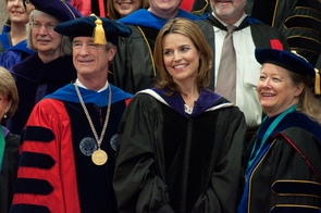 Savannah Guthrie, center, was a UA commencement speaker in 2011. She has been named co-anchor of "TODAY" with Matt Lauer. (Photo by Patrick McArdle/UANews) Savannah Guthrie, center, was a UA commencement speaker in 2011. She has been named co-anchor of "TODAY" with Matt Lauer. (Photo by Patrick McArdle/UANews)