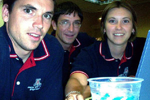 UA industrial engineering students took a moment to photograph themselves with a digital camera during the final competition at the IIE/Rockwell Student Software Simulation Contest in Orlando, Fla. They are, from left, Gavin Ekins, Mark Hutzler and Lisa Hardegree. The students placed first in the contest, ahead of 53 other teams from 33 schools. UA industrial engineering students took a moment to photograph themselves with a digital camera during the final competition at the IIE/Rockwell Student Software Simulation Contest in Orlando, Fla. They are, from left, Gavin Ekins, Mark Hutzler and Lisa Hardegree. The students placed first in the contest, ahead of 53 other teams from 33 schools.