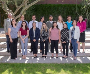 The FRONTERA summer internship cohort, from left to right: Back row – Dr. Francisco Moreno, Carlos Banda, Ryan Silva, Bianca Duarte, James Winslow, Ana Maria Driesen, Omar Puebla, Lydia Kennedy; Front row – Dr. Alejandra Zapien Hidalgo, Dina Albayati, Michele Nadler, Ycied Talavera, Annette Cortes, Gissel Heraldez, Andrea Romero (Photo: Rick Kopstein) The FRONTERA summer internship cohort, from left to right: Back row – Dr. Francisco Moreno, Carlos Banda, Ryan Silva, Bianca Duarte, James Winslow, Ana Maria Driesen, Omar Puebla, Lydia Kennedy; Front row – Dr. Alejandra Zapien Hidalgo, Dina Albayati, Michele Nadler, Ycied Talavera, Annette Cortes, Gissel Heraldez, Andrea Romero (Photo: Rick Kopstein)