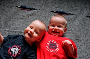 A photo of Andris and Marton Szep, taken in 1997 when the twin brothers were about 6 months. The Szeps decided to attend the UA together. (Photo courtesy of Szep family) A photo of Andris and Marton Szep, taken in 1997 when the twin brothers were about 6 months. The Szeps decided to attend the UA together. (Photo courtesy of Szep family)
