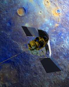 The MESSENGER spacecraft will orbit Mercury in an effort to study the geologic history, the enigmatic magnetic field, the surface composition and other mysteries of the planet. The shield visible on the probe's right side protects its sensitive instruments from the sun's intense heat. (Credit: NASA/JHUAPL/CIW) The MESSENGER spacecraft will orbit Mercury in an effort to study the geologic history, the enigmatic magnetic field, the surface composition and other mysteries of the planet. The shield visible on the probe's right side protects its sensitive instruments from the sun's intense heat. (Credit: NASA/JHUAPL/CIW)