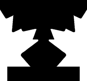Can you see it? Cacciamani showed to participants in her study images of dark silhouettes that contained the outlines of recognizable objects in the space surrounding the silhouette, called the ground side of the silhouette. Here, two halves of a leaf appear outside the black silhouette. (Image courtesy of Laura Cacciamani) Can you see it? Cacciamani showed to participants in her study images of dark silhouettes that contained the outlines of recognizable objects in the space surrounding the silhouette, called the ground side of the silhouette. Here, two halves of a leaf appear outside the black silhouette. (Image courtesy of Laura Cacciamani)
