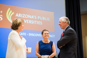 UA President Ann Weaver Hart (left) and Rita Cheng, president of Northern Arizona University, visit with Dr. Robert C. Robbins before Friday's Arizona Board of Regents meeting, (Photo: Jacob Chinn) UA President Ann Weaver Hart (left) and Rita Cheng, president of Northern Arizona University, visit with Dr. Robert C. Robbins before Friday's Arizona Board of Regents meeting, (Photo: Jacob Chinn)