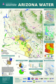 The WRRC's Arizona Water Map Poster offers a reliable and concise visual representation of Arizona's water resources. The map reflects the current state of water resources in Arizona, as well as a culture of management and planning unique to the state. It can be purchased online at https://wrrc.arizona.edu/arizona-water-map-form. The WRRC's Arizona Water Map Poster offers a reliable and concise visual representation of Arizona's water resources. The map reflects the current state of water resources in Arizona, as well as a culture of management and planning unique to the state. It can be purchased online at https://wrrc.arizona.edu/arizona-water-map-form.