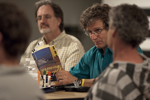 Erec Toso holds Richard Shelton’s book during a 2011 program, "Inside/Outside Prison Writing Workshop." (Photo courtesy of ASU Art Museum) Erec Toso holds Richard Shelton’s book during a 2011 program, "Inside/Outside Prison Writing Workshop." (Photo courtesy of ASU Art Museum)