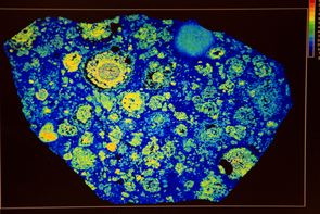 A chemical map of a Martian meteorite (Image courtesy of Ken Domanik) A chemical map of a Martian meteorite (Image courtesy of Ken Domanik)