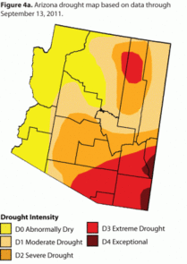 A map illustrating drought in Arizona by the UA CLIMAS team. CLIMAS - Climate Assessment for the Southwest - is part of the UA's Institute for the Environment and will participate in the two-year research study on climate change adaption. A map illustrating drought in Arizona by the UA CLIMAS team. CLIMAS - Climate Assessment for the Southwest - is part of the UA's Institute for the Environment and will participate in the two-year research study on climate change adaption.