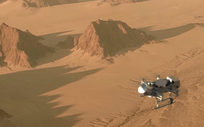 Scheduled for arrival at Saturn's moon Titan in 2034, the Dragonfly quadcopter is designed to buzz across Titan's surface, traveling much farther than any planetary rover. Despite its unique ability to fly, Dragonfly would spend most of its time on Titan's surface making science measurements. (Image: NASA/JHUAPL) Scheduled for arrival at Saturn's moon Titan in 2034, the Dragonfly quadcopter is designed to buzz across Titan's surface, traveling much farther than any planetary rover. Despite its unique ability to fly, Dragonfly would spend most of its time on Titan's surface making science measurements. (Image: NASA/JHUAPL)