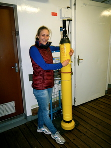 Hannah Zanowski, a former UA undergraduate, holds Float No. 9094. Zanowski is pursuing a Ph.D. at Princeton University after working with Joellen Russell on the SOCCOM project. (Photo courtesy of Joellen Russell) Hannah Zanowski, a former UA undergraduate, holds Float No. 9094. Zanowski is pursuing a Ph.D. at Princeton University after working with Joellen Russell on the SOCCOM project. (Photo courtesy of Joellen Russell)