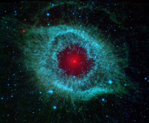 The Spitzer Space Telescope has provided glimpses into the very beginnings of our own existence as well as into the far future of our solar system. This infrared image shows the Helix nebula, which is located about 700 light-years away in the constellation Aquarius. Our own sun will blossom into a similar planetary nebula when it dies in about five billion years. (Image: NASA/JPL-Caltech/UArizona) The Spitzer Space Telescope has provided glimpses into the very beginnings of our own existence as well as into the far future of our solar system. This infrared image shows the Helix nebula, which is located about 700 light-years away in the constellation Aquarius. Our own sun will blossom into a similar planetary nebula when it dies in about five billion years. (Image: NASA/JPL-Caltech/UArizona)