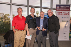 From left: David Allen, Doug Hockstad, James C. Wyant and UA President Robert C. Robbins. (Photo: Tech Launch Arizona) From left: David Allen, Doug Hockstad, James C. Wyant and UA President Robert C. Robbins. (Photo: Tech Launch Arizona)