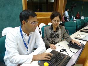 Rajdeep Pakanati and Jeannine Relly presented their research at the O.P. Jindal Global University-Stanford University Conference, "Deliberative Democracy: Institutions, Law and People," in New Delhi. The panel was titled, "Strengthening Democracy Through the Right to Information." Rajdeep Pakanati and Jeannine Relly presented their research at the O.P. Jindal Global University-Stanford University Conference, "Deliberative Democracy: Institutions, Law and People," in New Delhi. The panel was titled, "Strengthening Democracy Through the Right to Information."