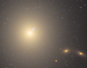 A crop of the above image shows M87's jet in greater detail. The part of the jet that's visible in the optical light spectrum is about 8,000 light-years long. (Photo: Adam Block) A crop of the above image shows M87's jet in greater detail. The part of the jet that's visible in the optical light spectrum is about 8,000 light-years long. (Photo: Adam Block)