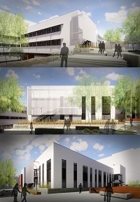 The Arizona Center for Drug Discovery will be housed in the Skaggs Pharmaceutical Sciences Center. The renderings show the views looking northwest (top), west (middle) and southwest (bottom) from the steps leading to the UA Health Sciences plaza. (Images: Shepley Bulfinch and GLHN Architects and Engineers.) The Arizona Center for Drug Discovery will be housed in the Skaggs Pharmaceutical Sciences Center. The renderings show the views looking northwest (top), west (middle) and southwest (bottom) from the steps leading to the UA Health Sciences plaza. (Images: Shepley Bulfinch and GLHN Architects and Engineers.)