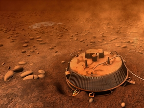 In this image reconstructed from Huygens data in 2006, the probe is pictured in a hole it excavated during impact. Now, using all data available, scientists have refined the sequence of events and discovered that the probe bounced out of its hole and slid sideways before coming to rest on undisturbed terrain. (Image: NASA) In this image reconstructed from Huygens data in 2006, the probe is pictured in a hole it excavated during impact. Now, using all data available, scientists have refined the sequence of events and discovered that the probe bounced out of its hole and slid sideways before coming to rest on undisturbed terrain. (Image: NASA)