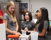 BlastOff! participants investigate why salt dissolves in water. BlastOff! participants investigate why salt dissolves in water.