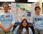 Team Fantastic Four members Adriana Morales, Jaylee Yellowhair and Francisco Pedroza present their week's findings during the BlastOff! camp. On the last day of camp, parents and other family members were invited to the informal poster session. Team Fantastic Four members Adriana Morales, Jaylee Yellowhair and Francisco Pedroza present their week's findings during the BlastOff! camp. On the last day of camp, parents and other family members were invited to the informal poster session.