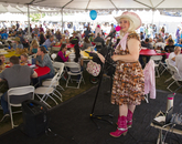 Paula Erlene of Phoenix performs in the dining tent. Paula Erlene of Phoenix performs in the dining tent.