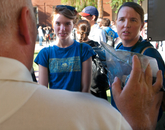 Dust in a baggie: A faculty member holds up a plastic bag illustrating the minimum amount of asteroid material OSIRIS-REx will scoop up when it makes touchdown on Bennu in 2020. (Photo credit: Ernesto Trejo/UANews) Dust in a baggie: A faculty member holds up a plastic bag illustrating the minimum amount of asteroid material OSIRIS-REx will scoop up when it makes touchdown on Bennu in 2020. (Photo credit: Ernesto Trejo/UANews)