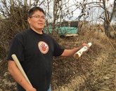 Northern Arizona University doctoral student Tommy Rock holds a sediment core collected along the San Juan River. Northern Arizona University doctoral student Tommy Rock holds a sediment core collected along the San Juan River.