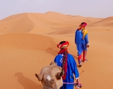 Raven Raines, a senior studying marketing, takes a break from her CEA Barcelona internship to snap this photo of Moroccan men leading camels through the Sahara Desert. Raven Raines, a senior studying marketing, takes a break from her CEA Barcelona internship to snap this photo of Moroccan men leading camels through the Sahara Desert.