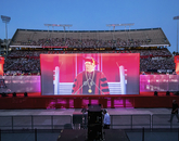 Dr. Robert C. Robbins, participating in his first Commencement as UA president, welcomes the crowd to Arizona Stadium. (Photo: John de Dios/UANews) Dr. Robert C. Robbins, participating in his first Commencement as UA president, welcomes the crowd to Arizona Stadium. (Photo: John de Dios/UANews)