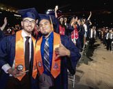 Friends Christian Oropeza, who graduated in industrial engineering, and Raul Moraga, who graduated in civil engineering, will begin their careers this summer. Oropeza will work for Raytheon and Moraga for M3 Engineering, both based in Tucson. (Photo: John de Dios/UANews) Friends Christian Oropeza, who graduated in industrial engineering, and Raul Moraga, who graduated in civil engineering, will begin their careers this summer. Oropeza will work for Raytheon and Moraga for M3 Engineering, both based in Tucson. (Photo: John de Dios/UANews)