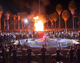 No one knows exactly when the UA bonfire and pep rally began, but the exhilarating lead-in to Homecoming festivities may have started as early as 1920, predating the parade and other traditions. Back then, the University’s original cactus garden occupied the area in front of Old Main, where the bonfire is held today. No one knows exactly when the UA bonfire and pep rally began, but the exhilarating lead-in to Homecoming festivities may have started as early as 1920, predating the parade and other traditions. Back then, the University’s original cactus garden occupied the area in front of Old Main, where the bonfire is held today.
