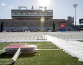 It was all quiet in Arizona Stadium as volunteers and techs made the final preparations for the UA Commencement ceremony. It was all quiet in Arizona Stadium as volunteers and techs made the final preparations for the UA Commencement ceremony.