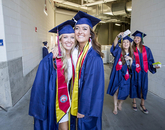 Chandler Chavez (left), a Care, Health and Society program major, and her friend Hayley Vandyk, an accounting major, entered the stadium. Chandler Chavez (left), a Care, Health and Society program major, and her friend Hayley Vandyk, an accounting major, entered the stadium.