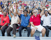 A cheering squad for graduate Kayla Patterson (not pictured) included: Helen Hawkins (front row, second from left), her grandmother from Louisiana; uncle J.J Jackson from California; and her parents, Glen Patterson (bottom right) and Tanya Patterson (seated behind Jackson) from California. A cheering squad for graduate Kayla Patterson (not pictured) included: Helen Hawkins (front row, second from left), her grandmother from Louisiana; uncle J.J Jackson from California; and her parents, Glen Patterson (bottom right) and Tanya Patterson (seated behind Jackson) from California.