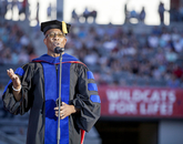 Bryan Carter, an associate professor of Africana studies, addressed the graduates during a segment called Final Office Hours. Bryan Carter, an associate professor of Africana studies, addressed the graduates during a segment called Final Office Hours.