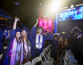 A group of graduates celebrated toward the end of the ceremony. A group of graduates celebrated toward the end of the ceremony.
