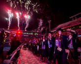 Fireworks were set off over Arizona Stadium and also from the roof of the Student Recreation Center, across Sixth Street from the ceremony. Fireworks were set off over Arizona Stadium and also from the roof of the Student Recreation Center, across Sixth Street from the ceremony.