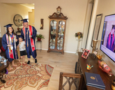 Lauren Easter, this year's Provost Award winner, celebrates with her partner and fellow graduate Zachary Stout, along with Easter's son and parents. (Photo: Chris Richards/University of Arizona) Lauren Easter, this year's Provost Award winner, celebrates with her partner and fellow graduate Zachary Stout, along with Easter's son and parents. (Photo: Chris Richards/University of Arizona)