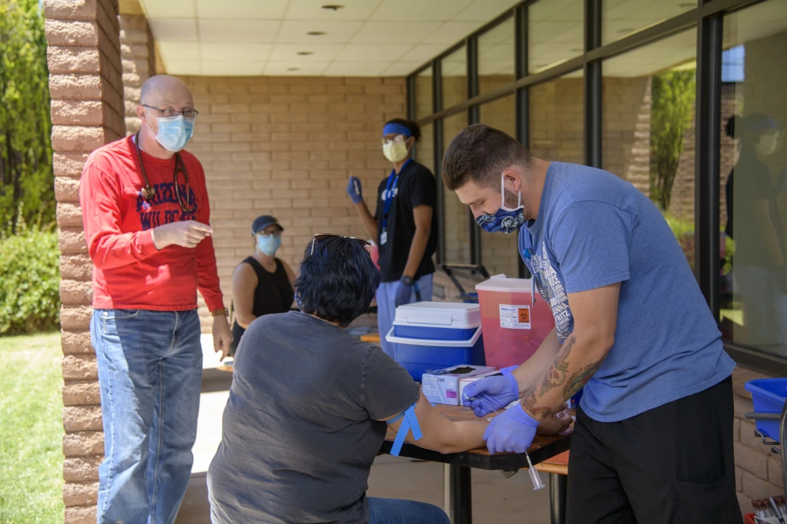 a person has blood drawn for an antibody test