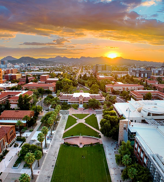 University of Arizona campus at sunset.