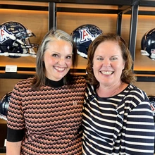 SevaPriya Barrier (left) and Mary Beth Tucker enjoy the award recognition event at the Arizona Sands Club.