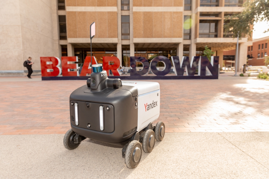 Delivery robot on UArizona campus Delivery robot on UArizona campus