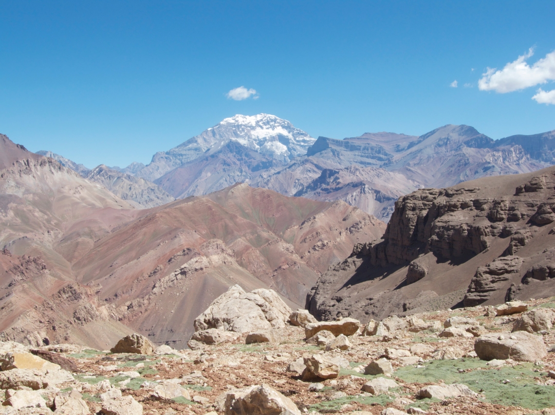 Andean Mountain range in Argentina Andean Mountain range in Argentina showing the snow-capped peak of Aconcagua