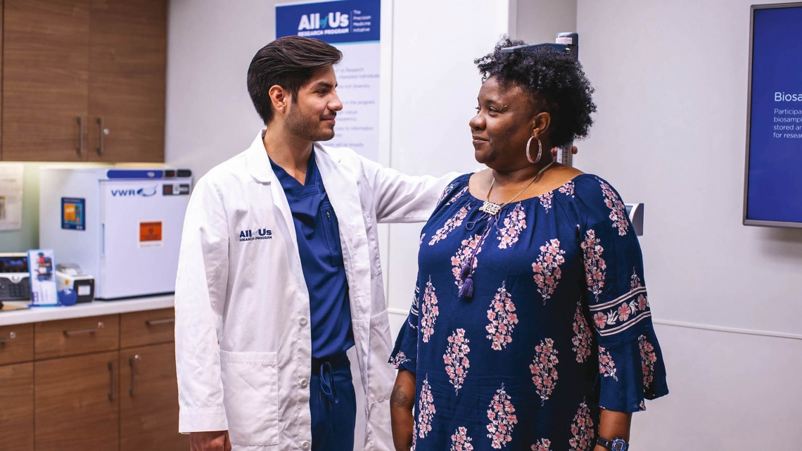a doctor measuring a patient's height