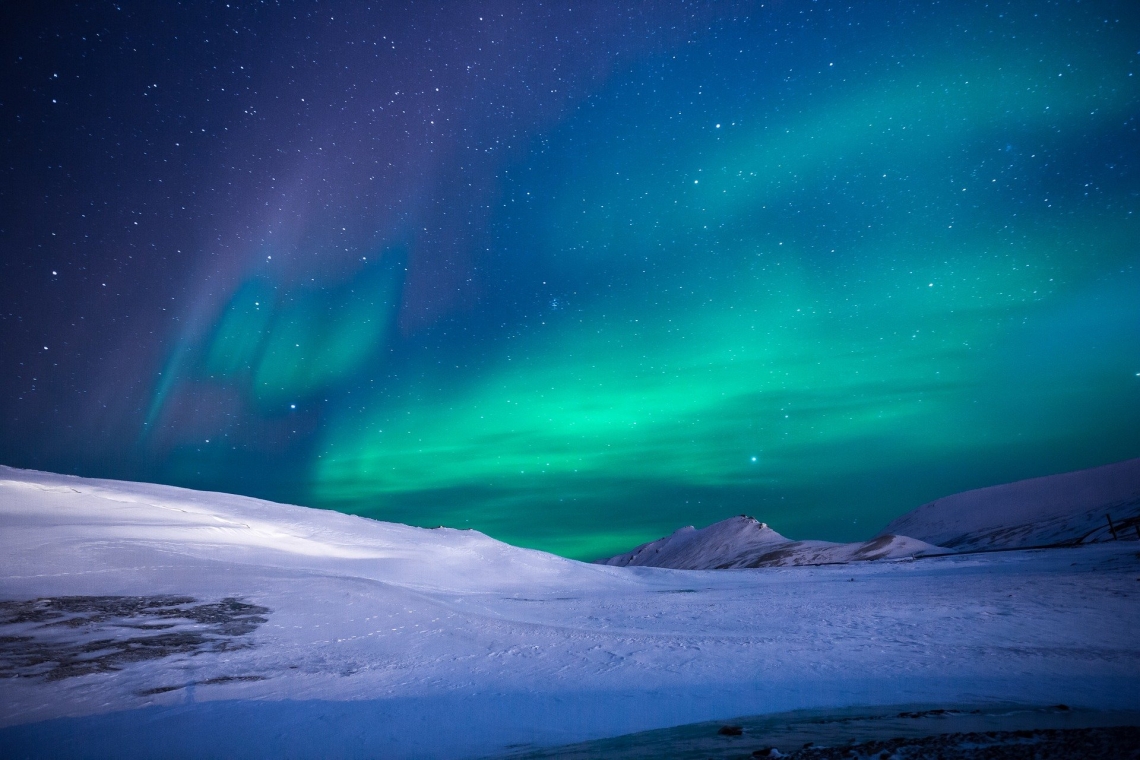 Aurora over an icy landscape Aurora over an icy landscape