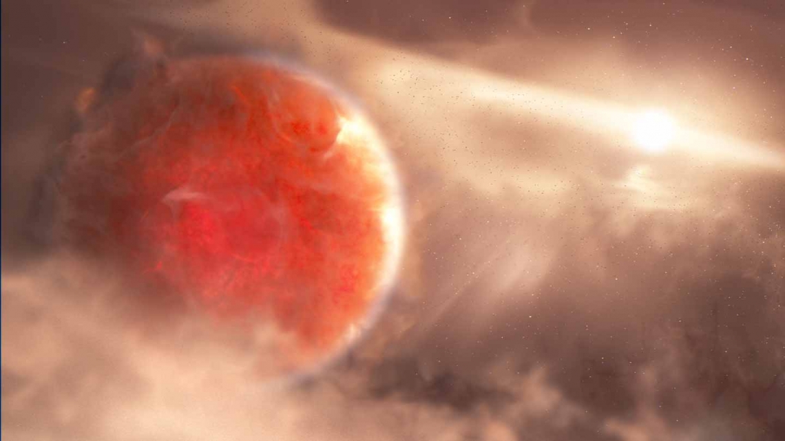 Artist's impression of Aurigae b, a gas giant estimated to be 9 times more massive than Jupiter. Artist's impression of Aurigae b, a gas giant estimated to be 9 times more massive than Jupiter.