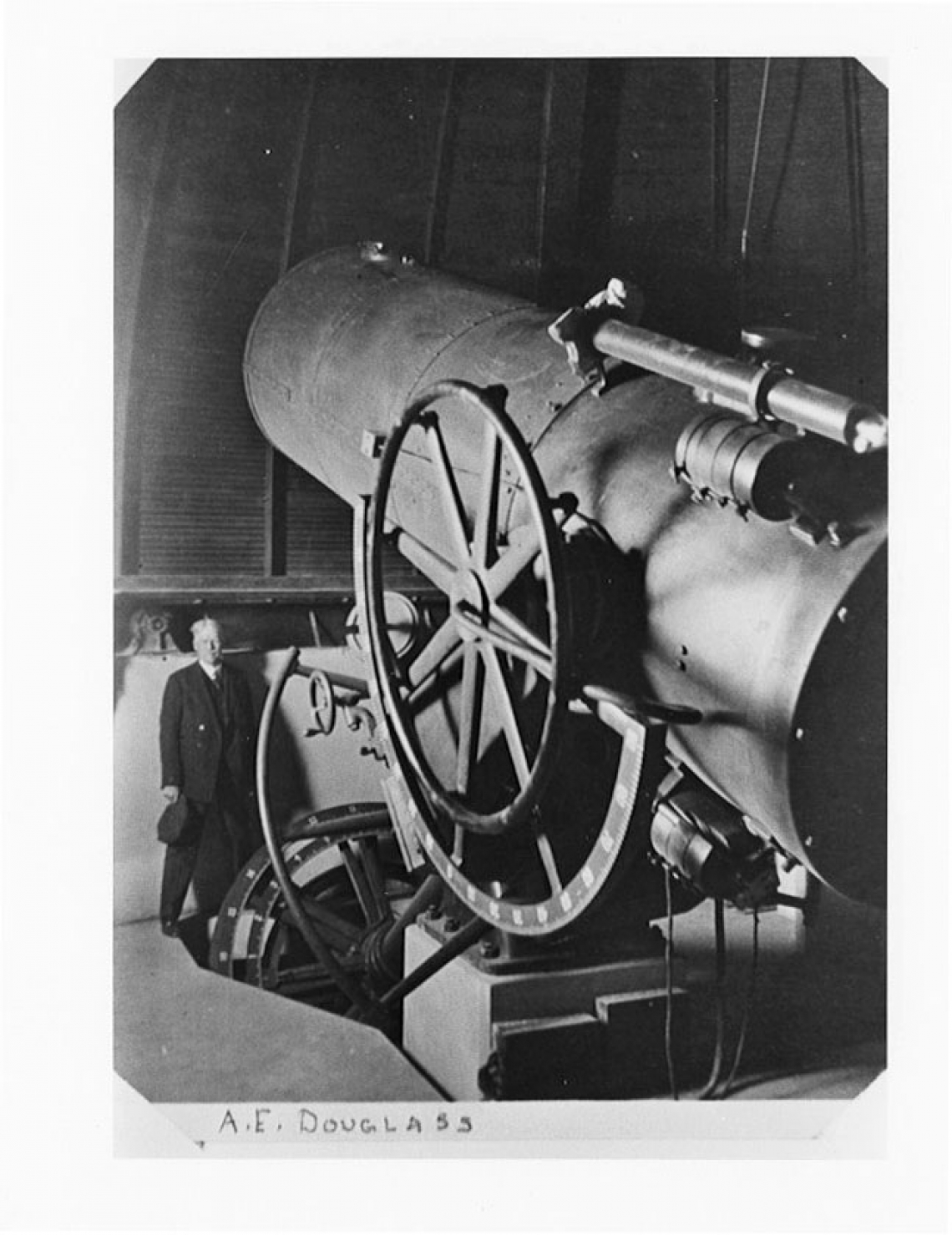 Prof. A.E. Douglass with the Steward 36-Inch Telescope in 1922 Prof. A.E. Douglass with the Steward 36-Inch Telescope in 1922