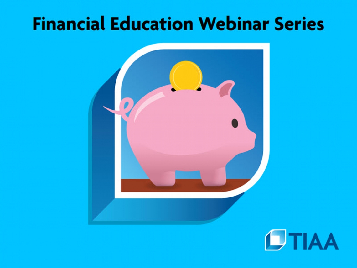 An illustration of a piggy bank inside the TIAA logo