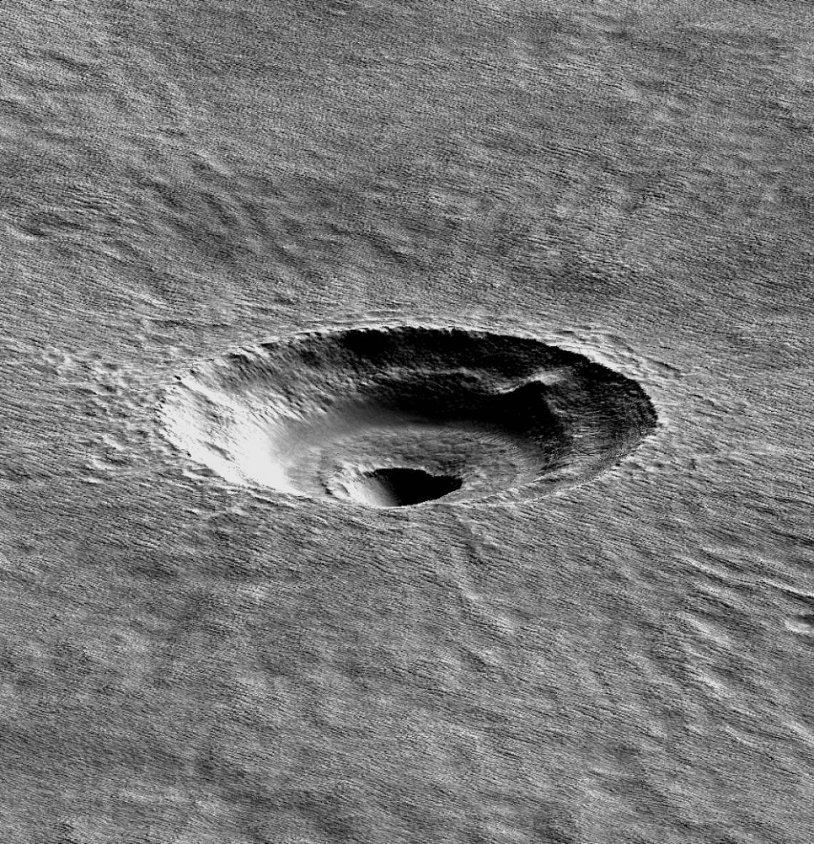 A digital terrain model of the crater that the UA's Ali Bramson investigated. A digital terrain model of the crater that the UA's Ali Bramson investigated.