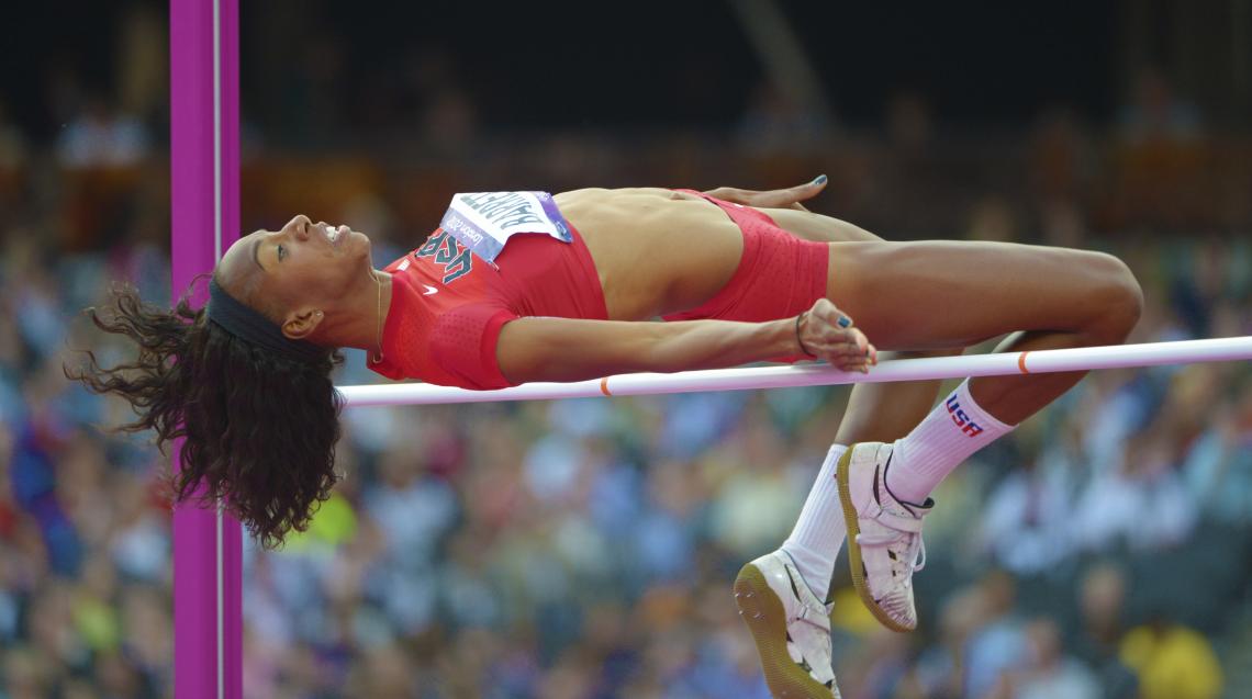 Brigetta Barrett won a silver medal in the high jump. Brigetta Barrett won a silver medal in the high jump.